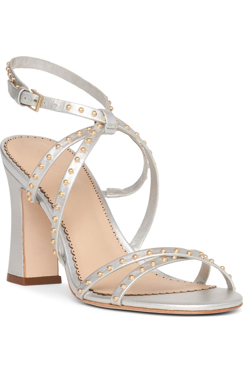 Cinq à Sept Blair Studded Metallic Sandal, Main, color, Silver/ Gold
