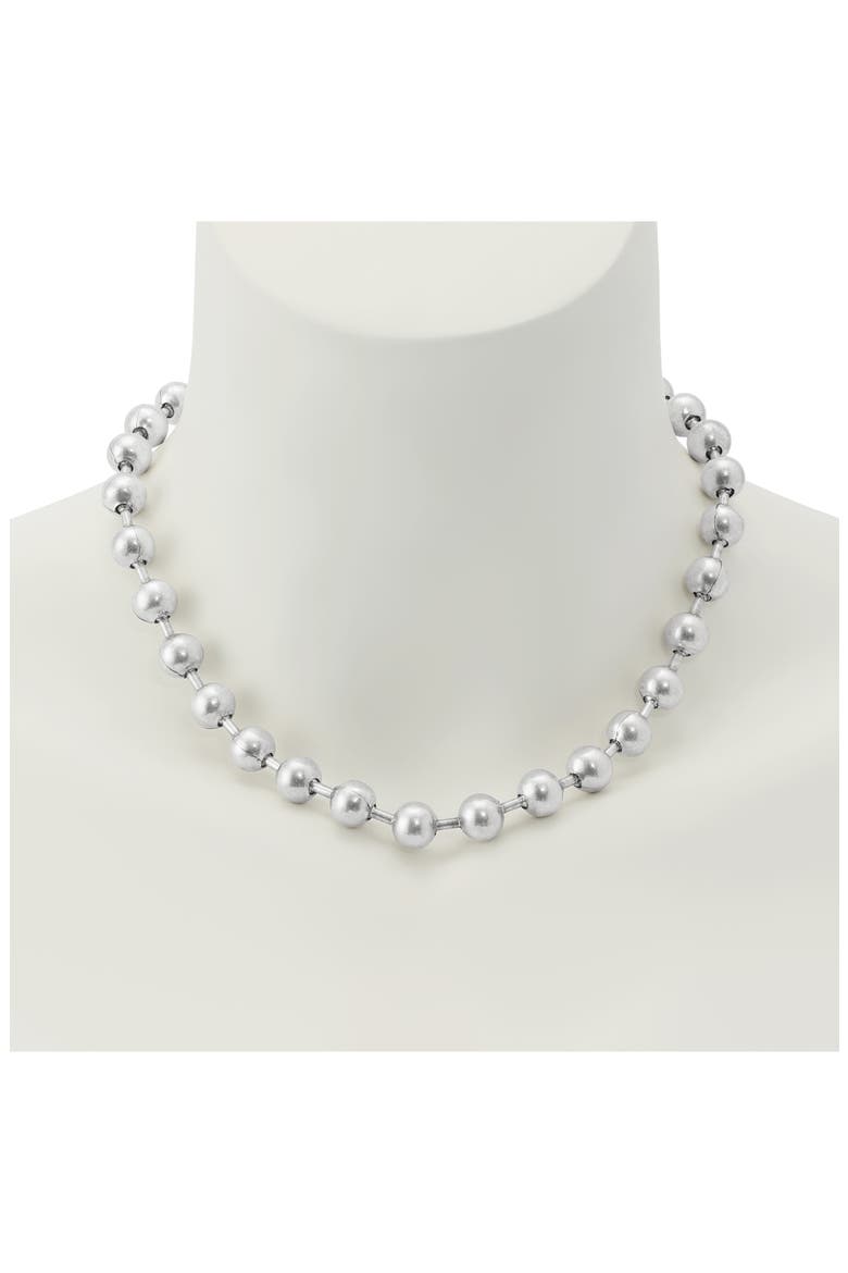 Ball Chain Collar Necklace, Alternate, color, WARM SILVER