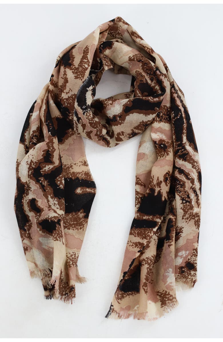 La Fiorentina Abstract Print Scarf, Alternate, color, Brown