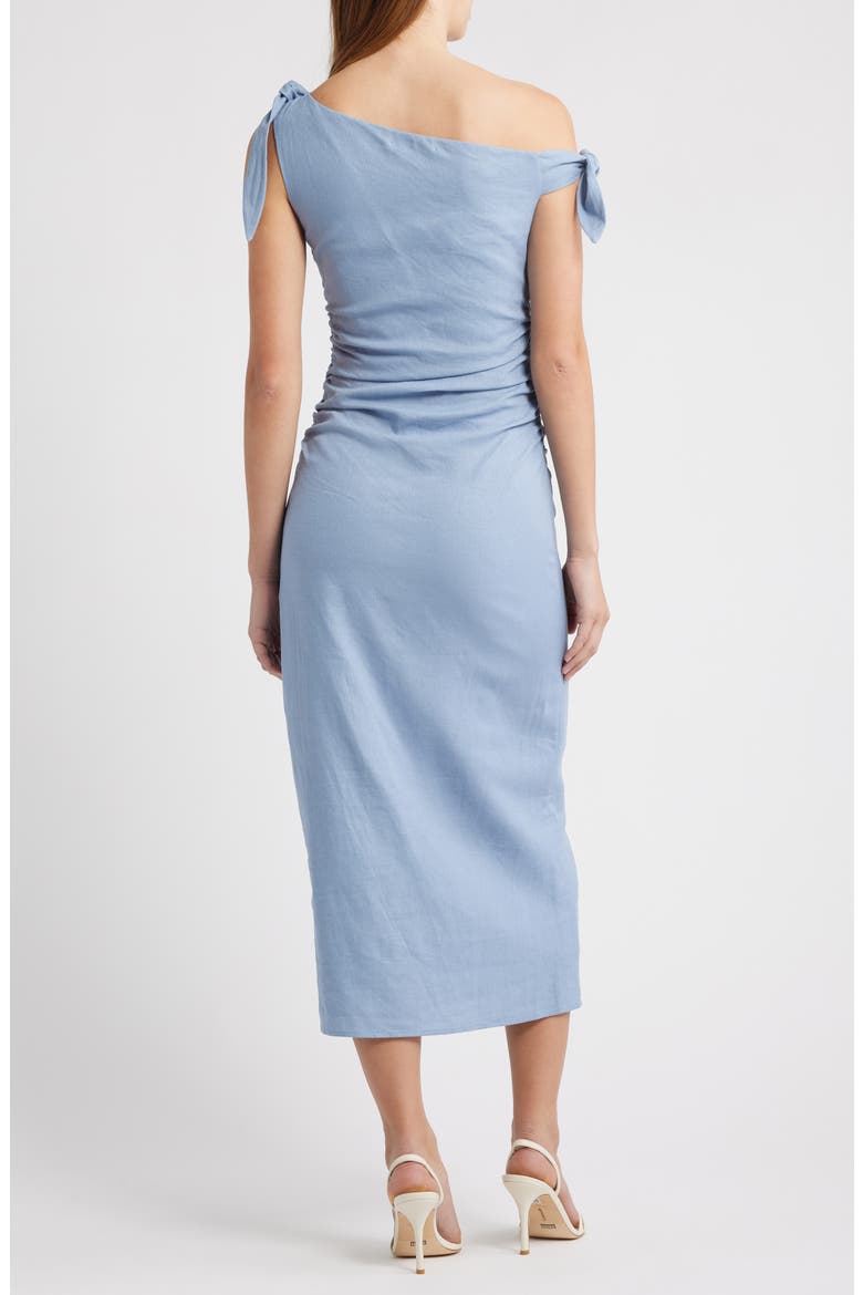 wayf one shoulder dress WAYF Cleo Tie Shoulder Midi Dress