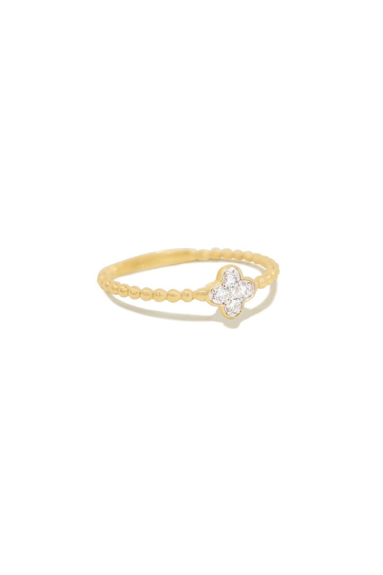 Diamond Clover Bead Ring, Main, color, Yellow Gold