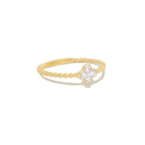 Diamond Clover Bead Ring