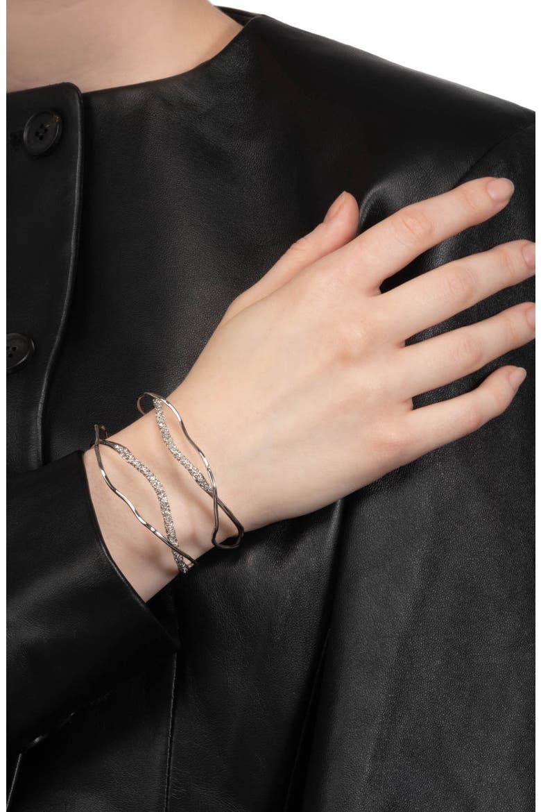 Solanales Crystal Cuff Bracelet, Alternate, color, SILVER/ CRYSTALS