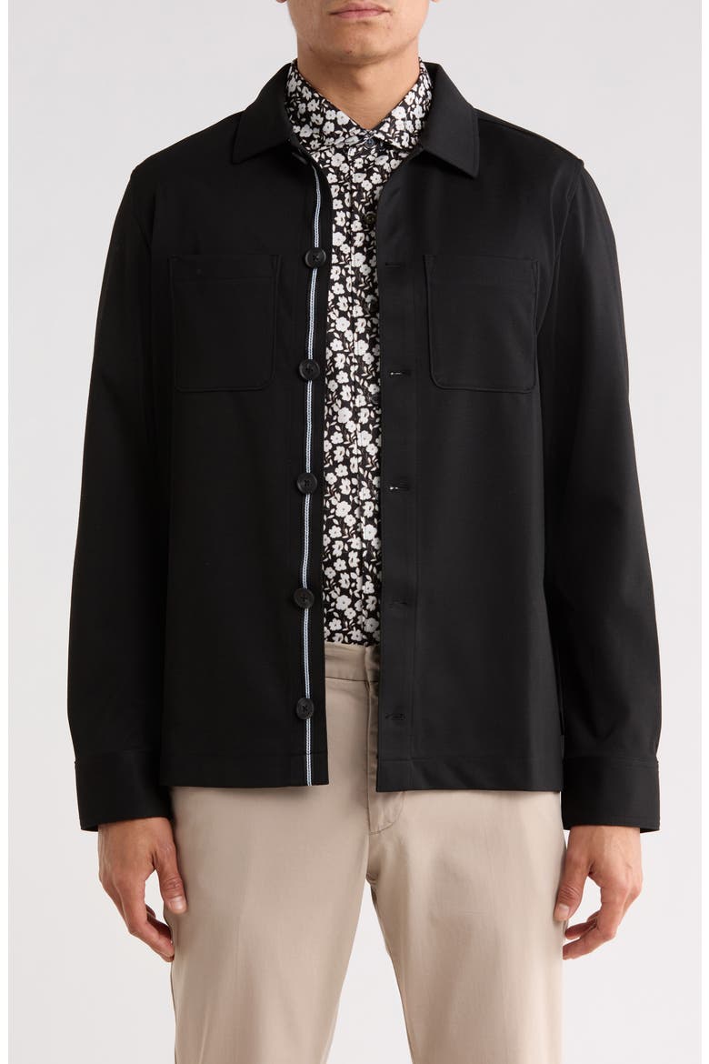 Button Front Shirt Jacket, Main, color, BLACK BEAUTY
