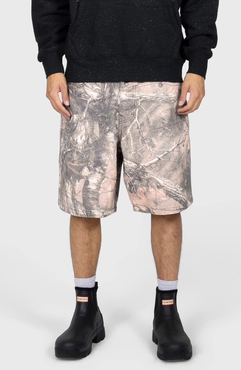 PLEASURES Hunt Canvas Shorts, Main, color, Sand Camo