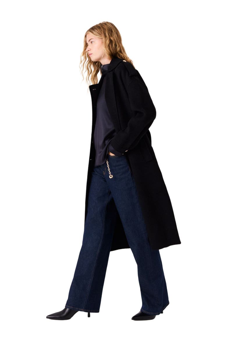 Long double-faced coat, Alternate, color, Black