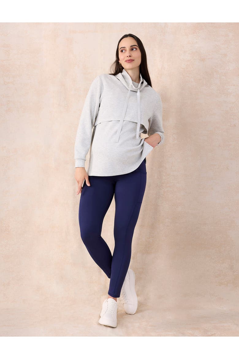 Over the Belly Side Pocket Active Maternity Leggings, Alternate, color, Peacoat