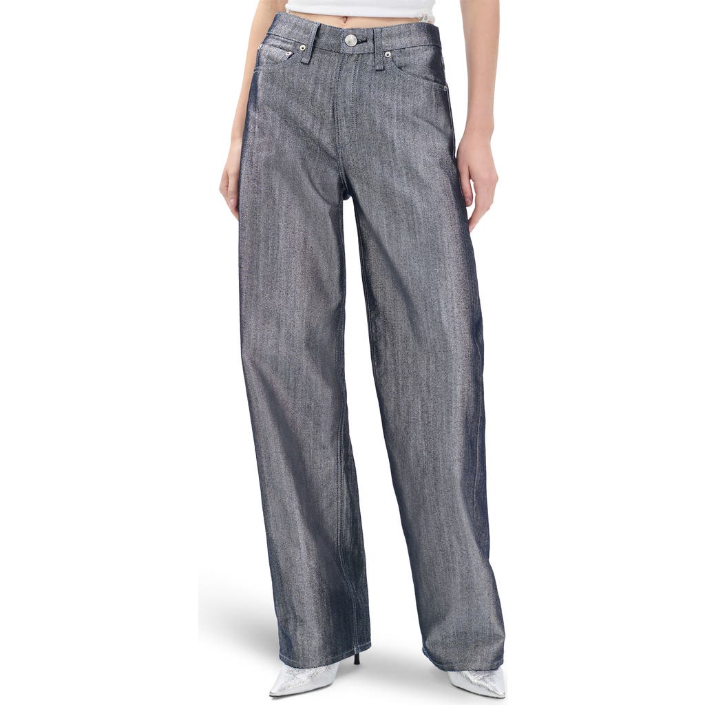 Rag & Bone Logan Coated Wide Leg Jeans In Gray