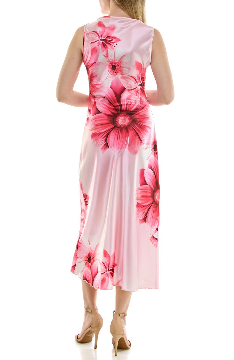 bebe Shirred Side Satin Midi Dress, Alternate, color, 