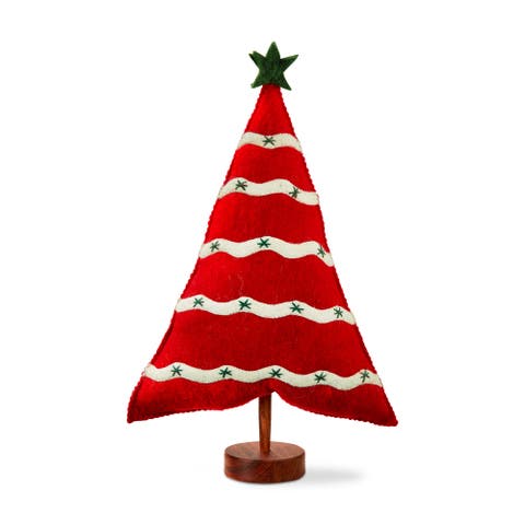 Jolly Tree Decor Red Multi Felt Holiday Sculpture for Christmas