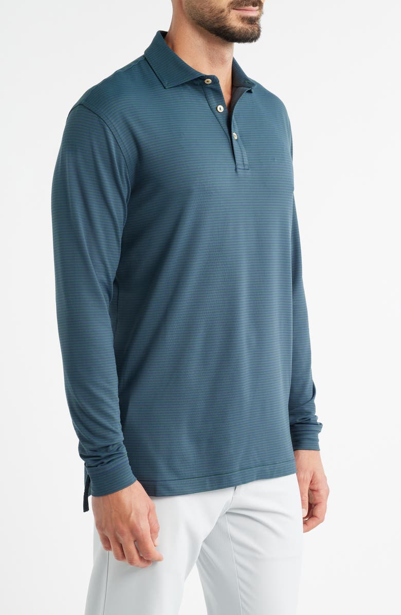 Peter Millar Lyons Stripe Long Sleeve Performance Jersey Polo, Alternate, color, 