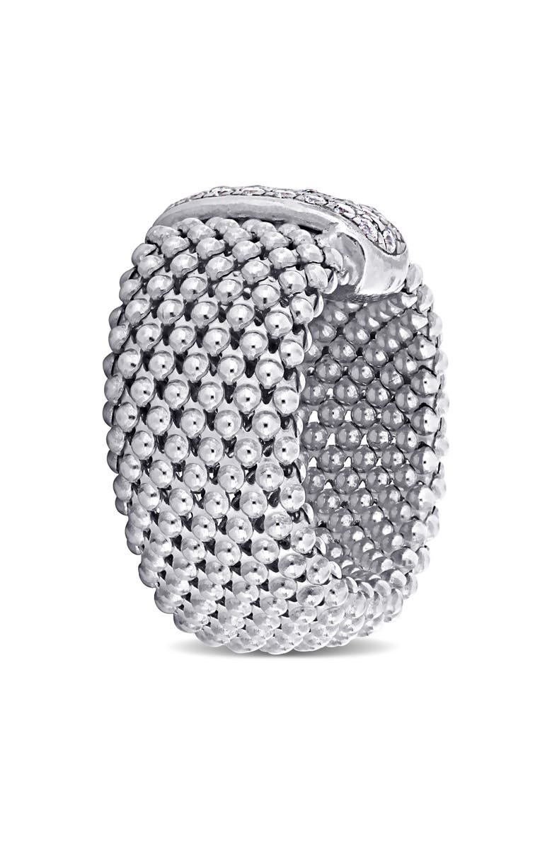 Julianna B. Cubic Zirconia Popcorn Design Flexible Ring, Alternate, color, Sterling Silver