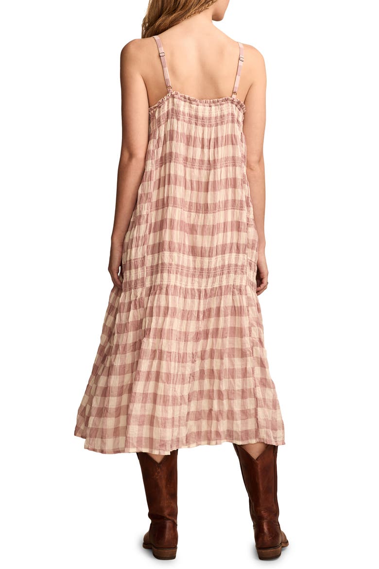 Smocked Sleeveless Midi Dress, Alternate, color, ROSE GINGHAM
