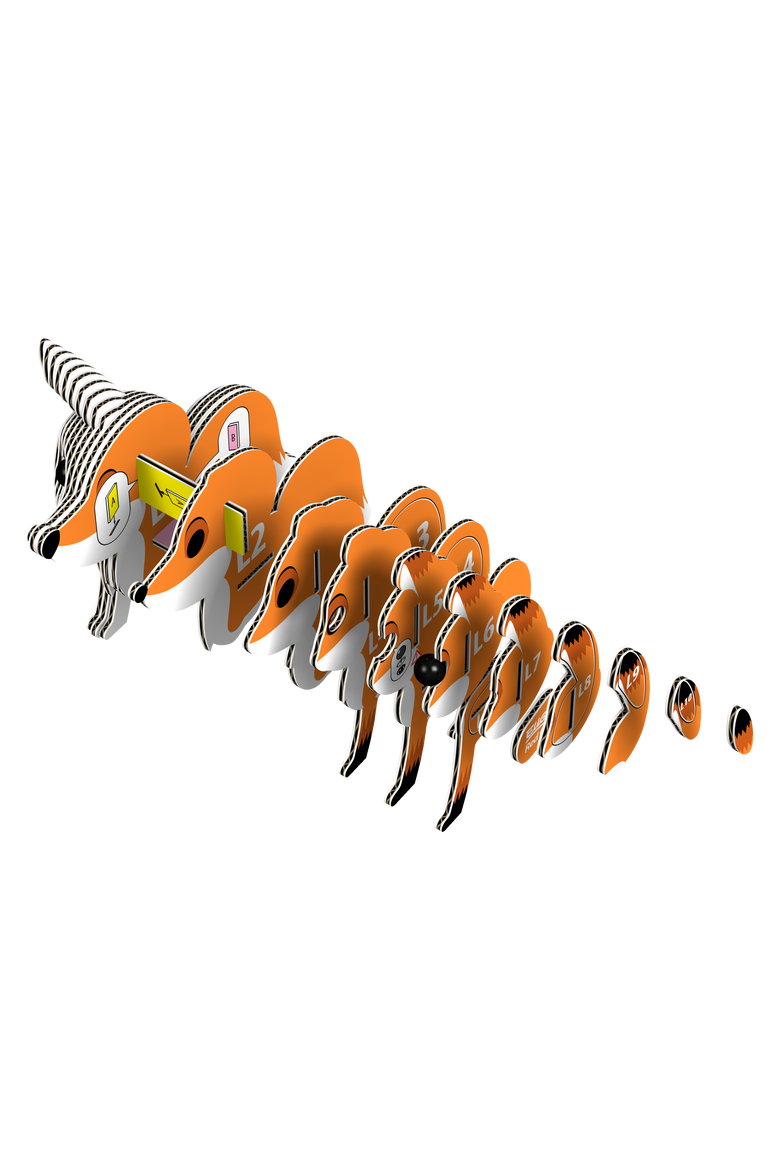 Red Fox 3D Puzzle, Alternate, color, No Color