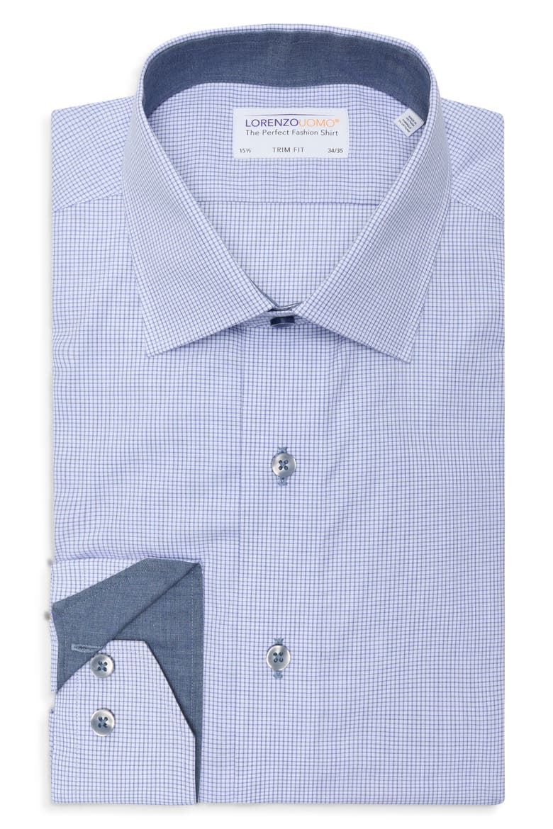 Trim Fit Mini Graph Checked Cotton Shirt, Alternate, color, NAVY