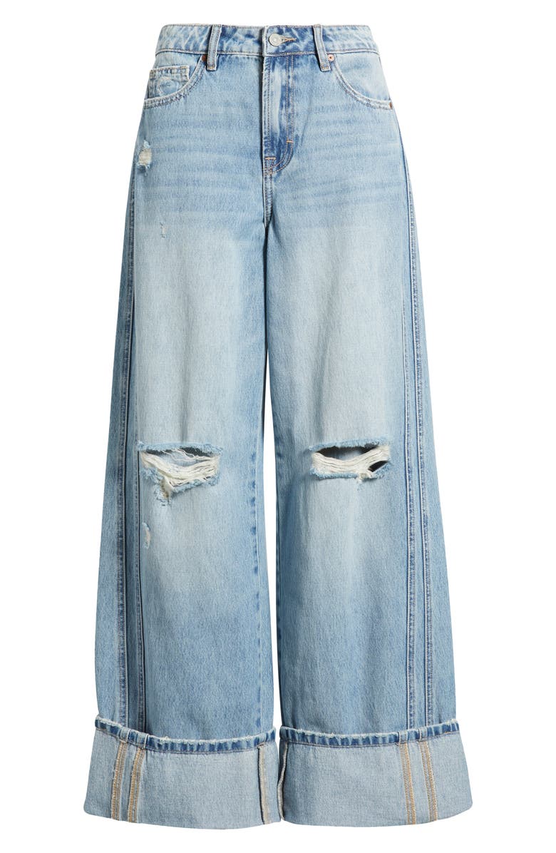 HIDDEN JEANS Distressted Cuff Wide Leg Jeans, Alternate, color, Med.wash