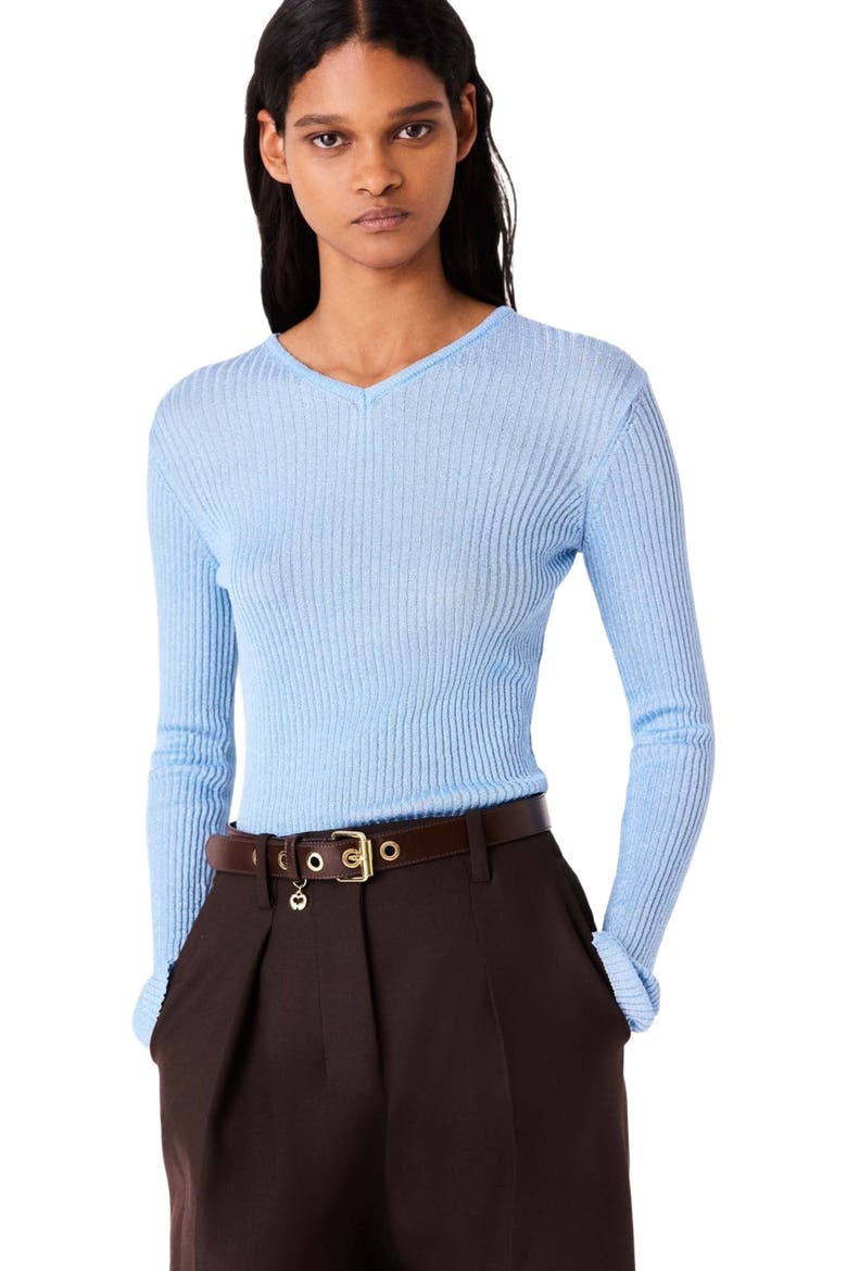 Lurex knit sweater, Alternate, color, Blue sky