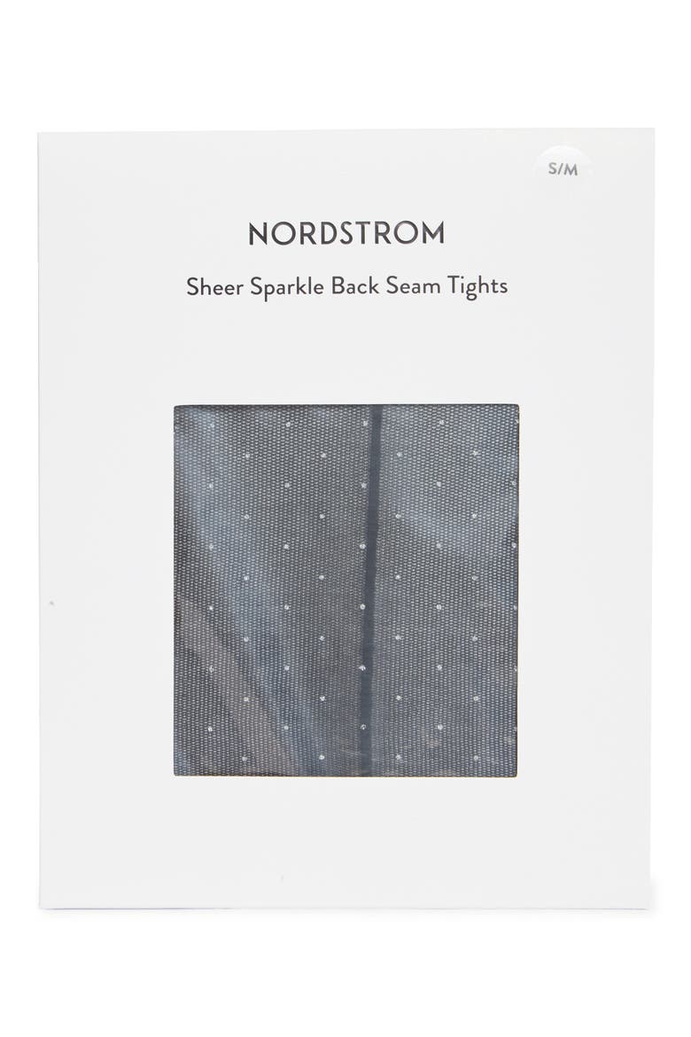 Sheer Sparkle Back Seam Tights, Alternate, color, BLACK