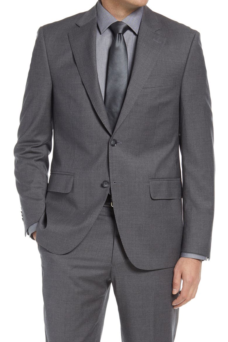 Classic Fit Plaid Wool Suit, Alternate, color, GREY
