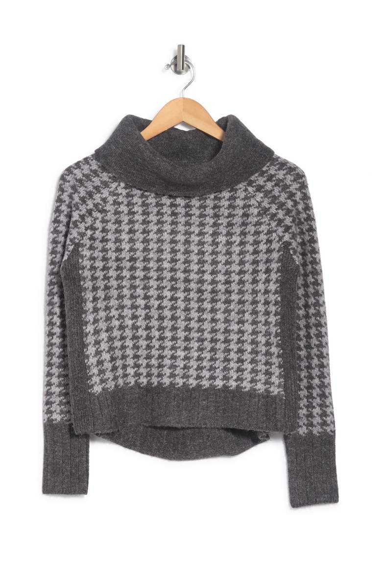 CLOTH BY DESIGN Houndstooth Plush Turtleneck Sweater, Alternate, color, 