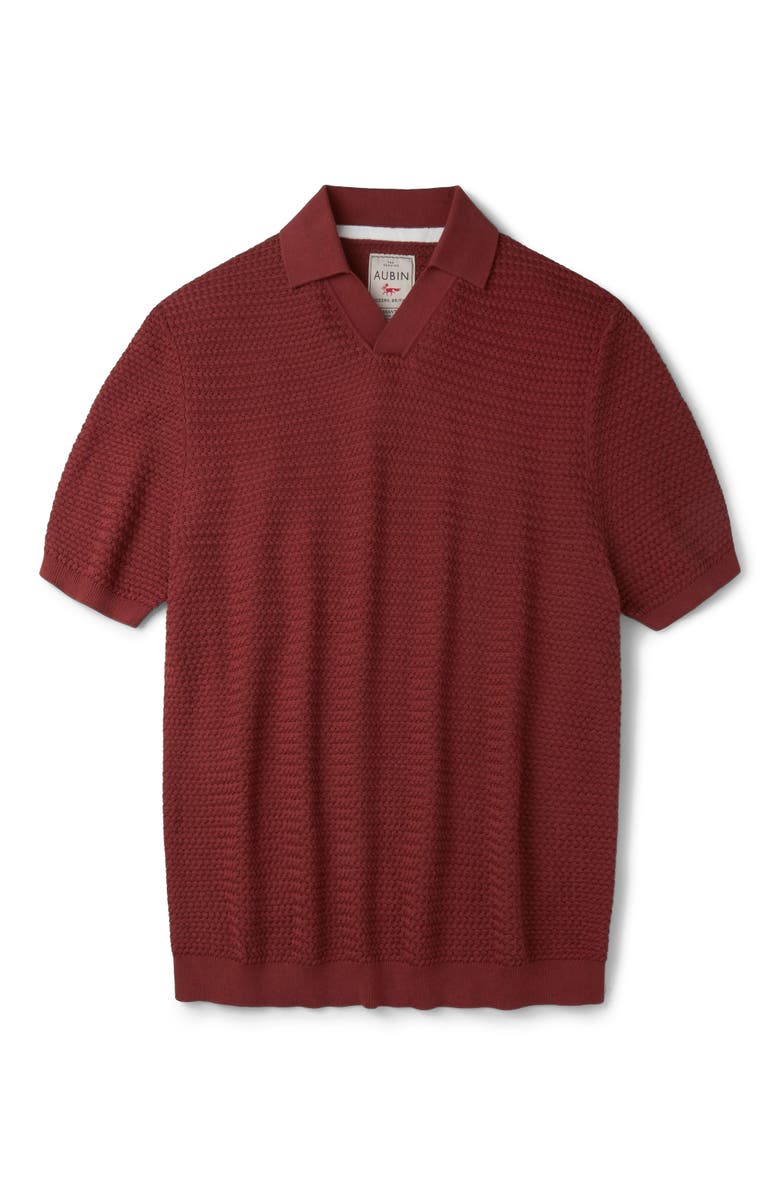 Aubin Alford Textured Cotton Polo Shirt, Alternate, color, Rust