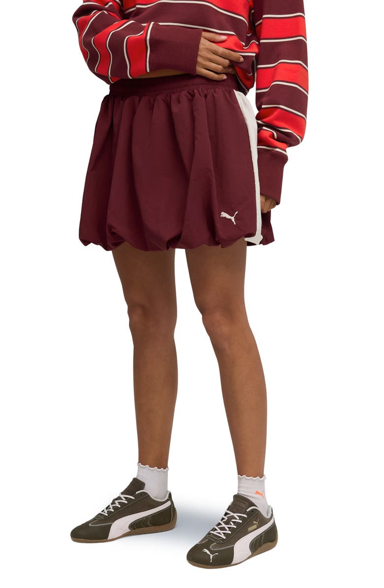 PUMA T7 Bubble Hem Skirt, Main, color, Ruby Shimmer