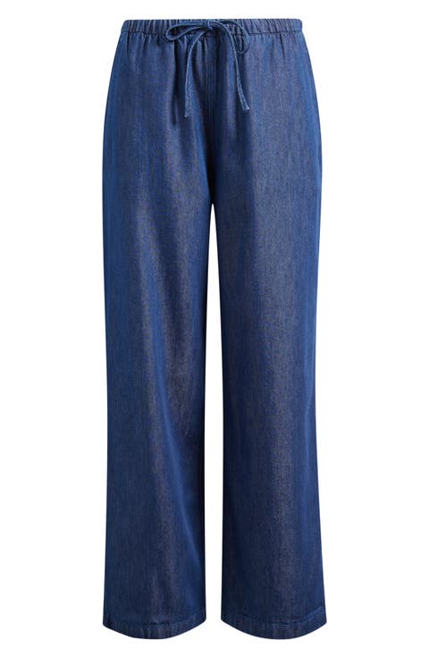 Airy Denim Pull-On Pants (Nostalgic Blue)
