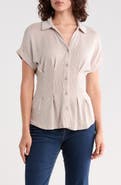 Adrianna Papell Microstriped Button Front Knit Top