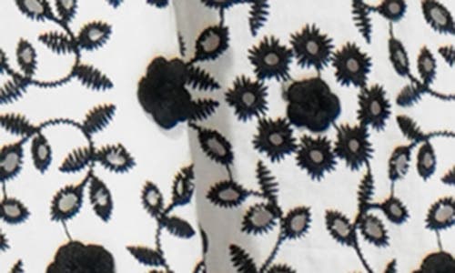 Adelyn Rae Cyrus Floral Embroidered Cotton Fit & Flare Dress In Ivory/black