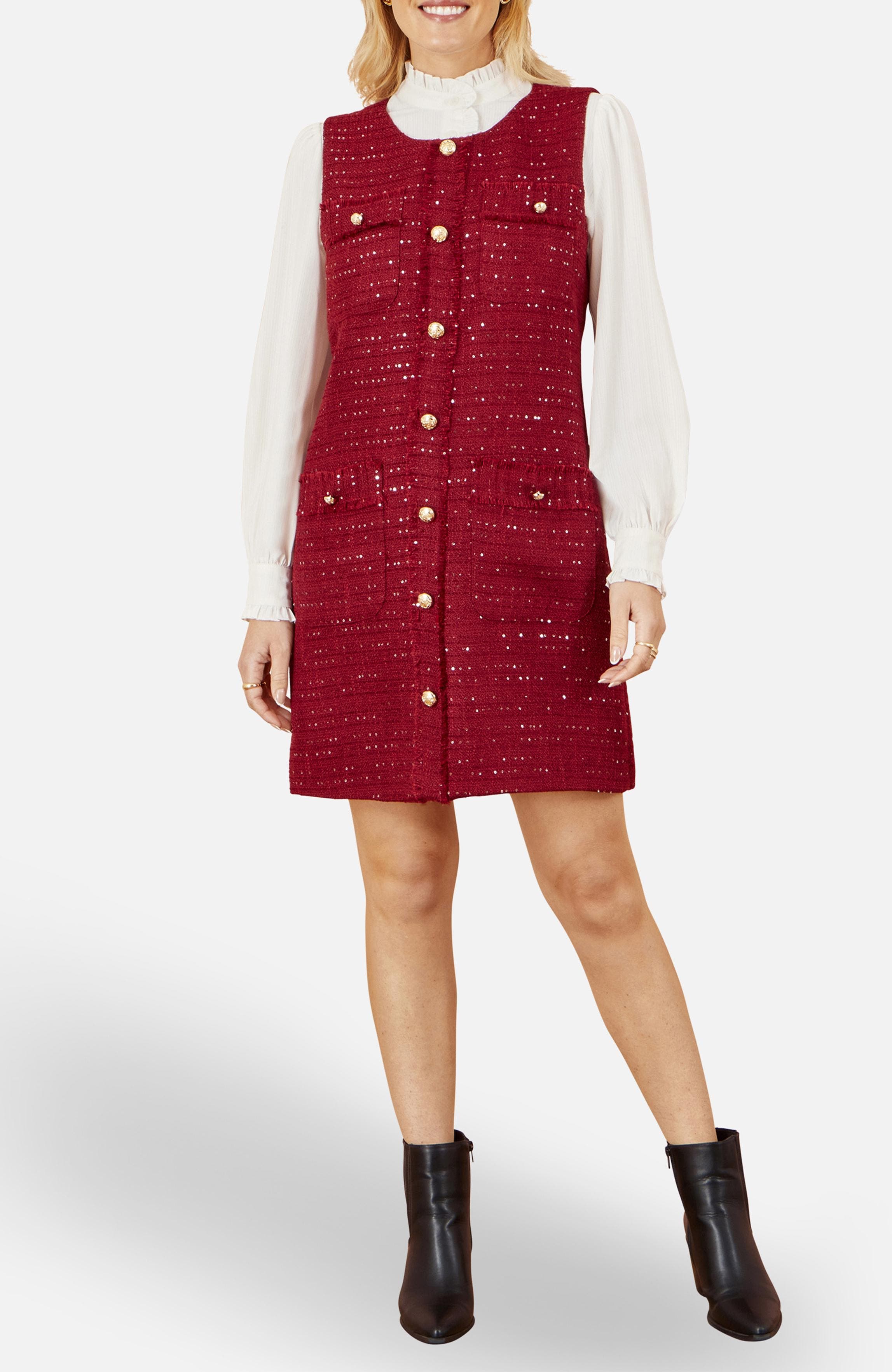 burgundy boucle dress Yumi Tunic (Women) Crafted from luxurious boucle