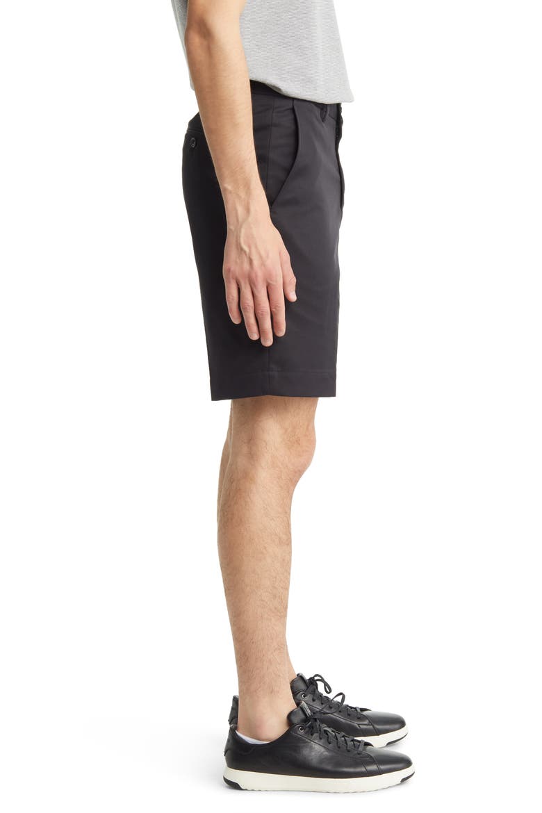 Microfiber Flat Front Shorts, Alternate, color, BLACK