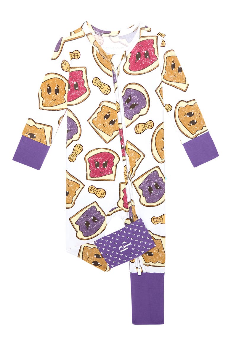 Peanut Butter Jelly Convertible One-Piece Footie, Main, color, WHITE