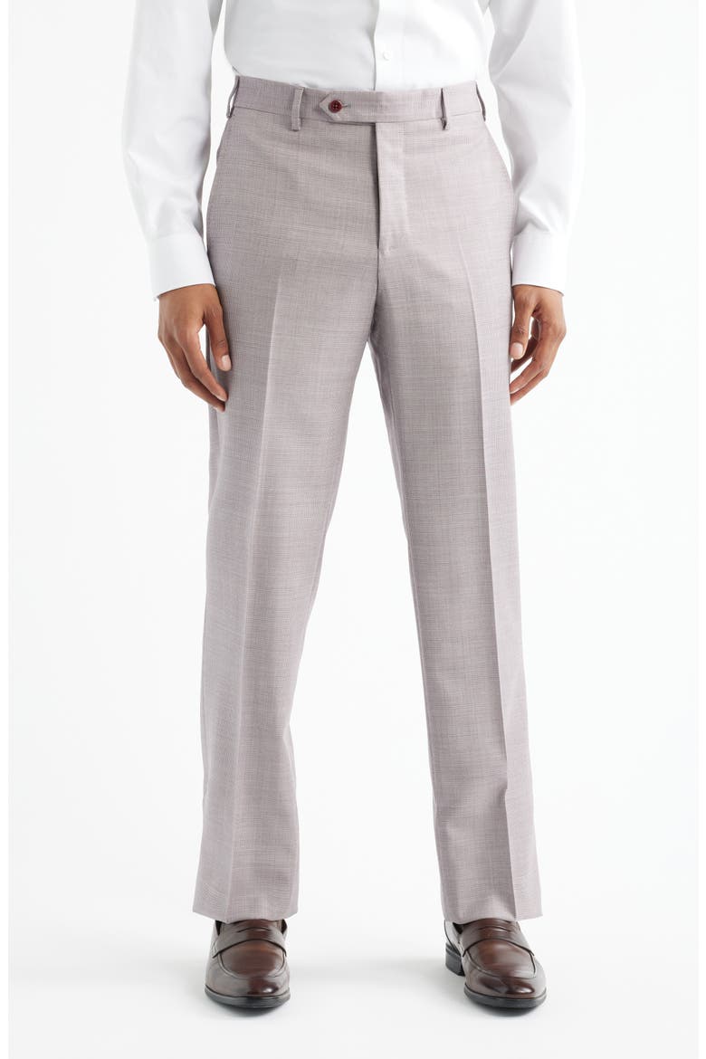Devon Flat Front Plaid Wool Dress Pants, Main, color, RED