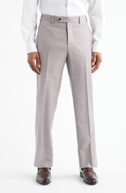 Devon Flat Front Plaid Wool Dress Pants