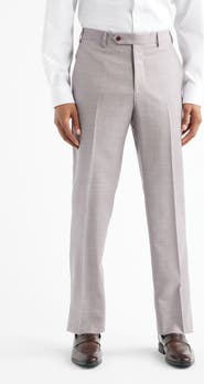 Zanella Devon Flat Front Plaid Wool Dress Pants