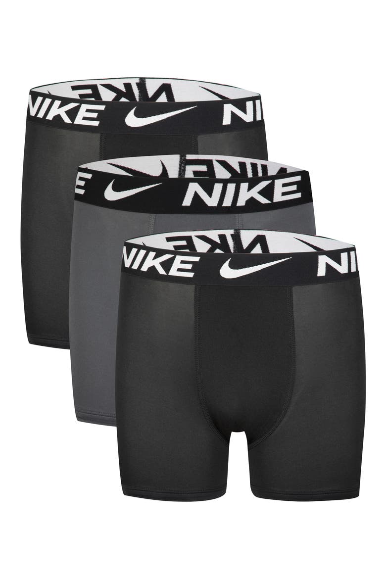Kids' Essential Dri-FIT Micro Assorted 3-Pack Boxer Briefs, Main, color, BLACK / DARK GRAY