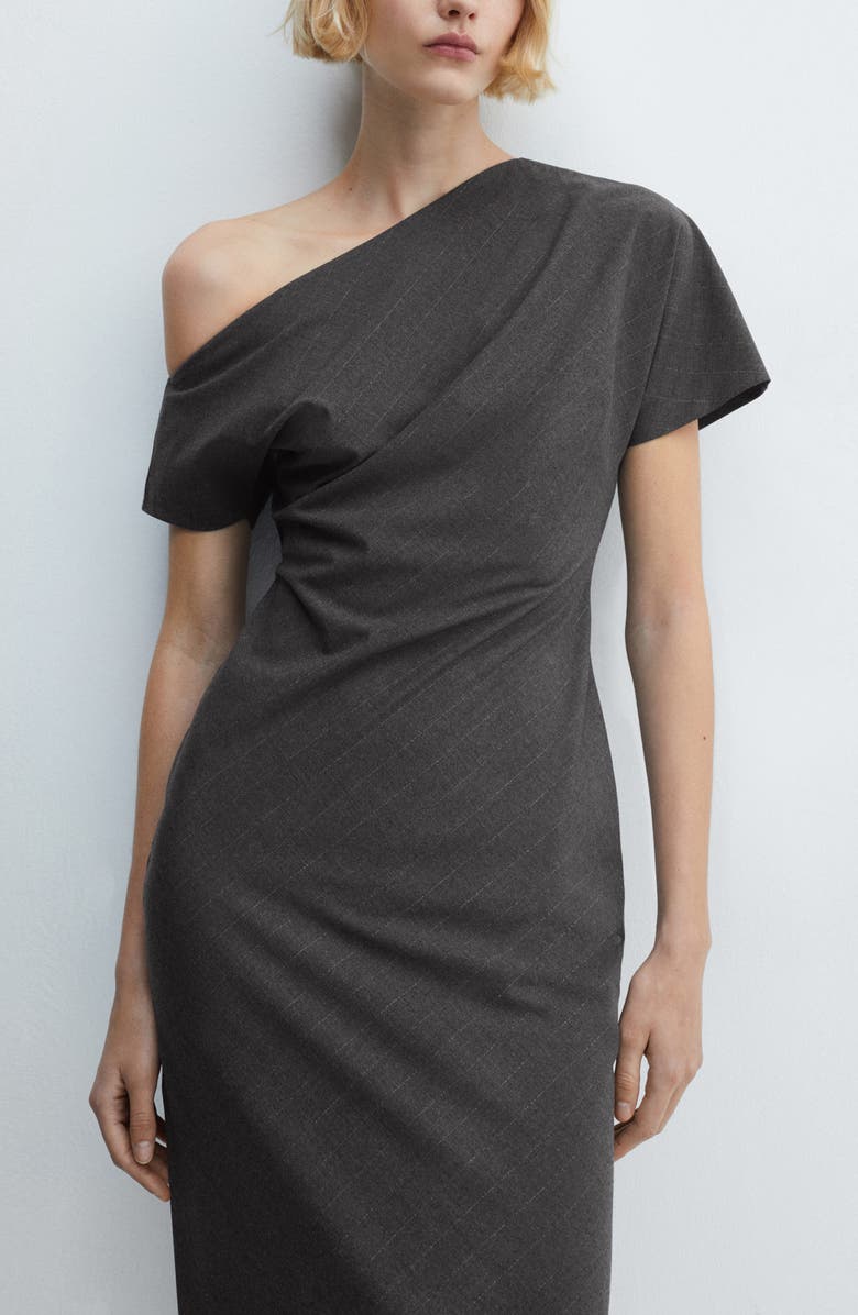 MANGO Asymmetric One-Shoulder Dress, Alternate, color, 
