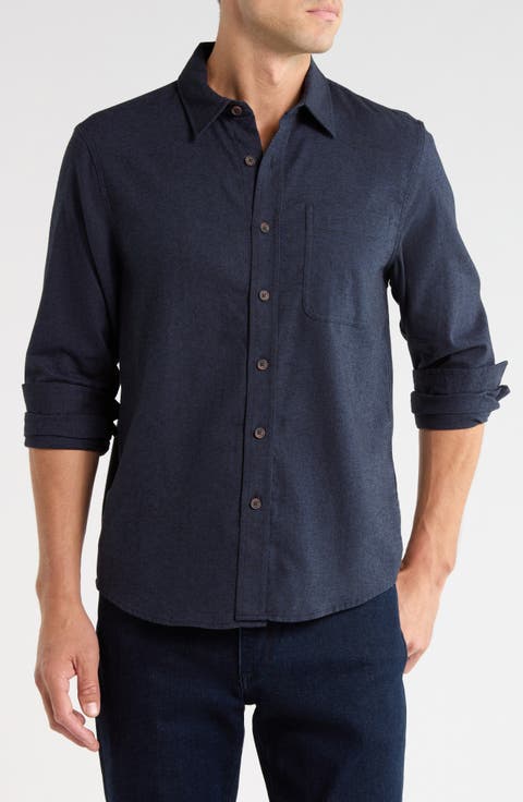 Cotton Flannel Button-Up Shirt