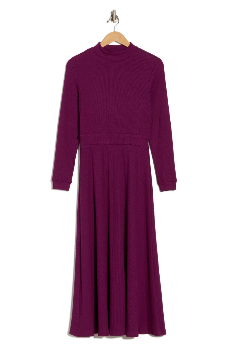 AREA STARS Oaklyn Long Sleeve Ribbed Fit & Flare Midi Dress, Alternate, color,