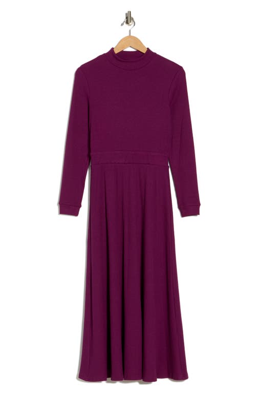 Area Stars Oaklyn Long Sleeve Ribbed Fit & Flare Midi Dress In Purple