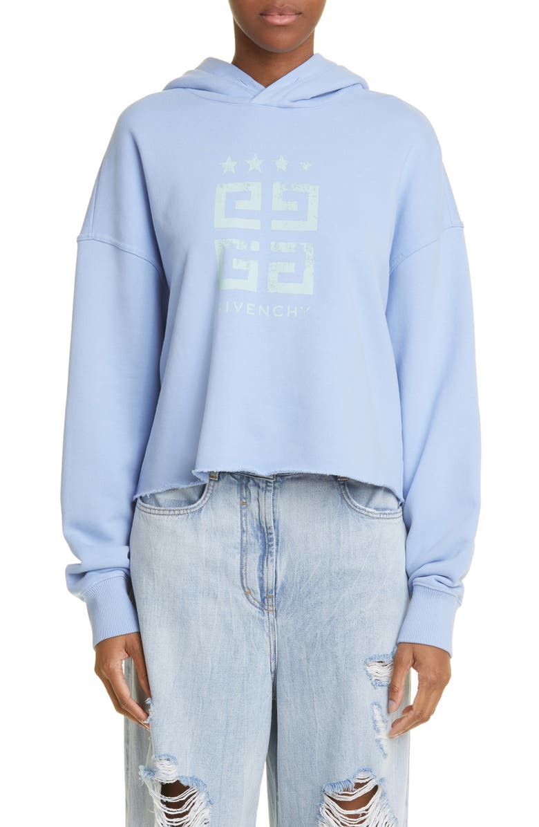 Givenchy Logo Crop Hoodie, Main, color, 