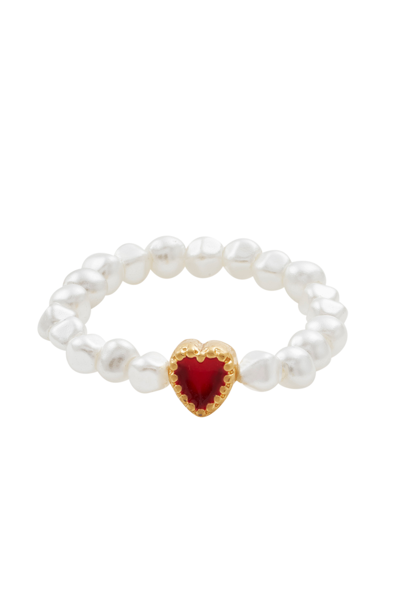 Love Heart Pearl Ring, Alternate, color, Gold
