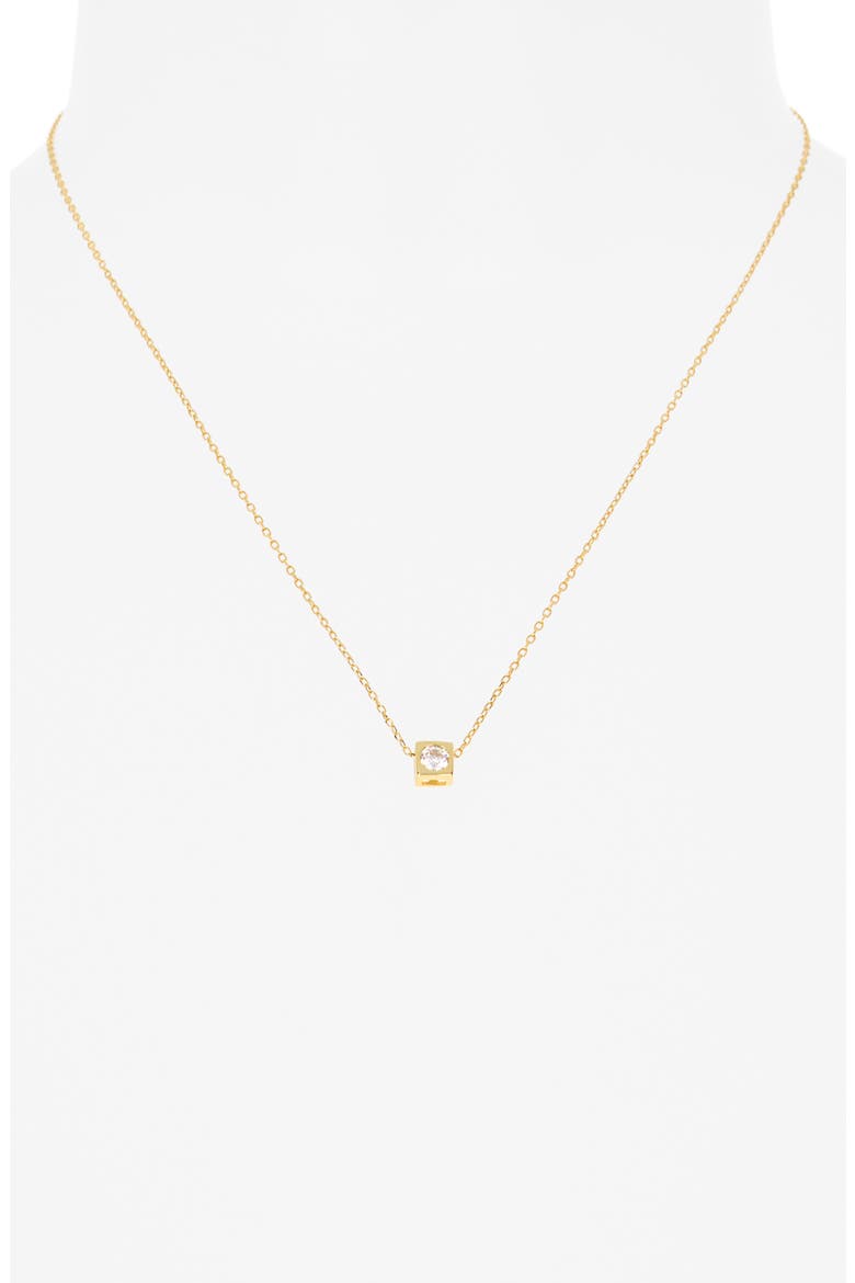 Square Solitaire Pendant Necklace, Alternate, color, GOLD
