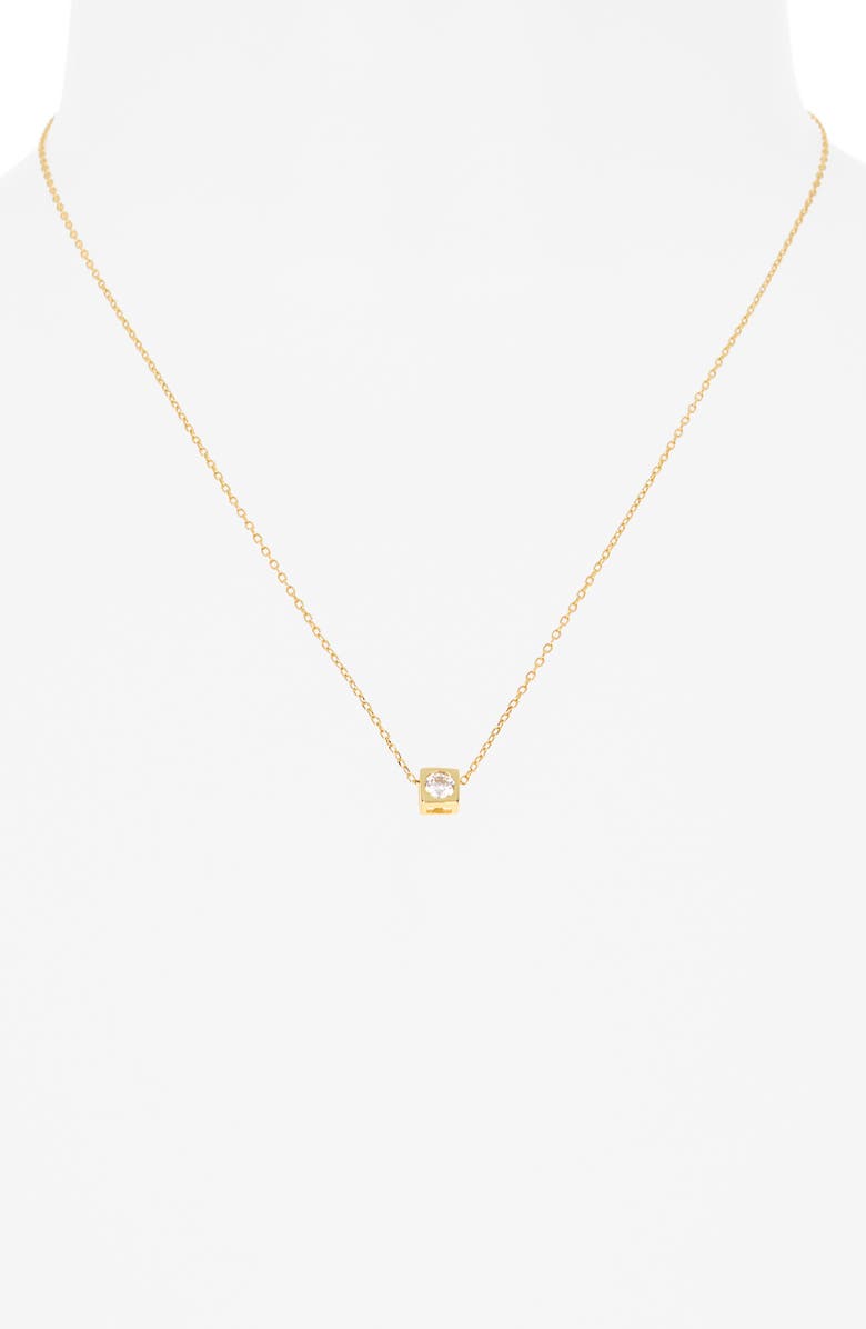Argento Vivo Sterling Silver Square Solitaire Pendant Necklace, Alternate, color, Gold
