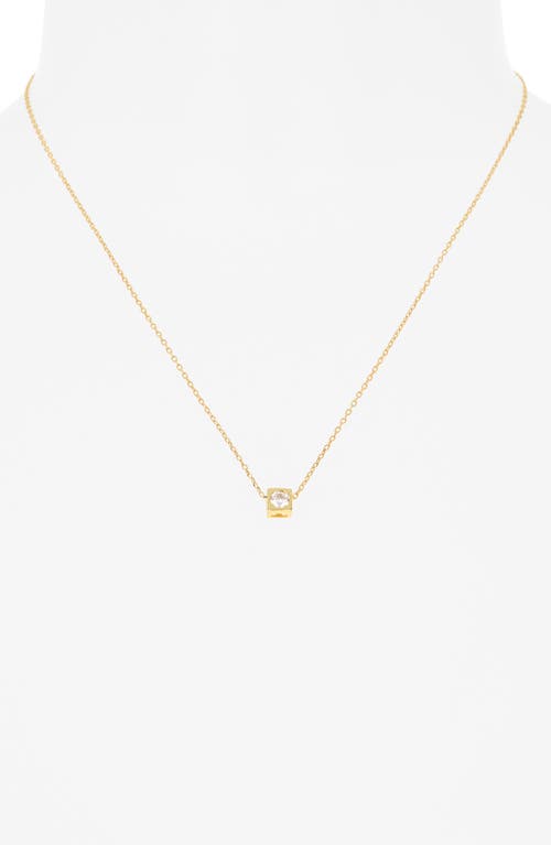 Argento Vivo Sterling Silver Square Solitaire Pendant Necklace In Gold