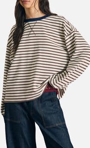 Blu Pepper Stripe V-Stitch Long Sleeve Knit Top