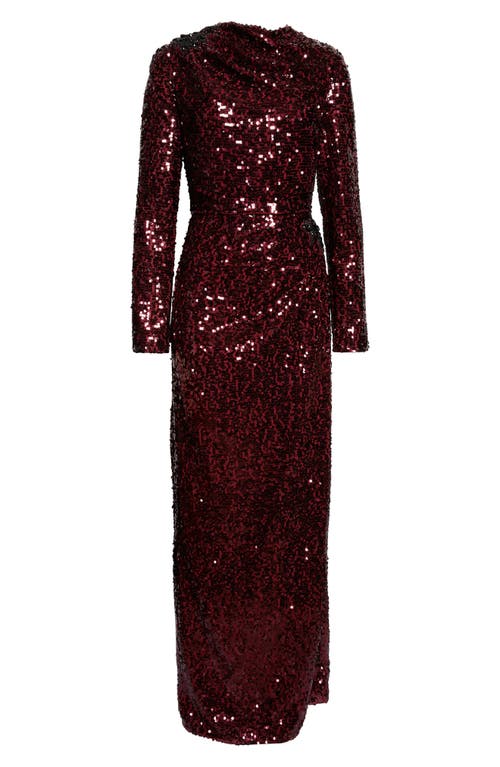 Erdem Embellished Sequin Long Sleeve Gown In Red