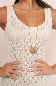 Ettika Cubic Zirconia Scalloped Shell Pendant Necklace