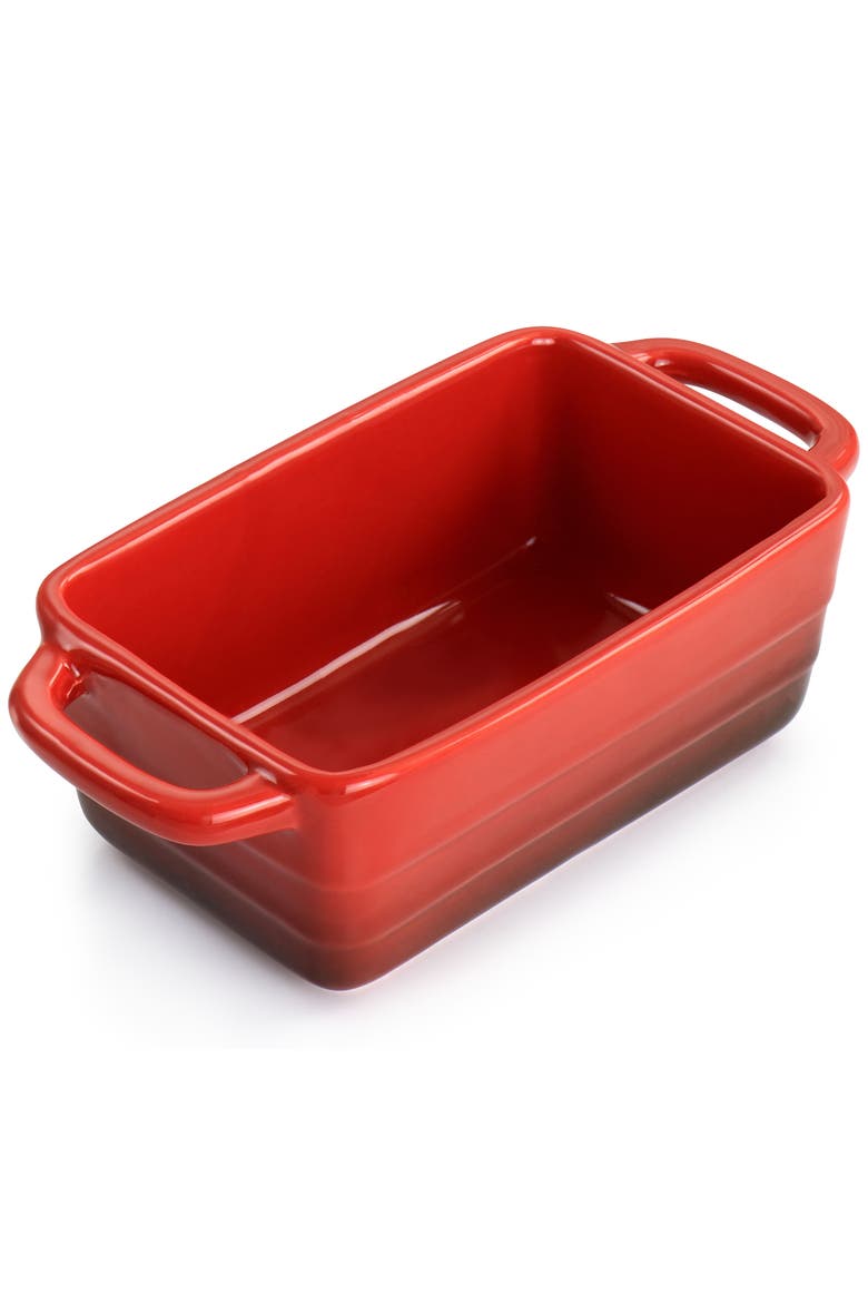 Appleton 6 Piece 12 Ounce Stoneware Mini Loaf Pan Baker Set, Alternate, color, Red