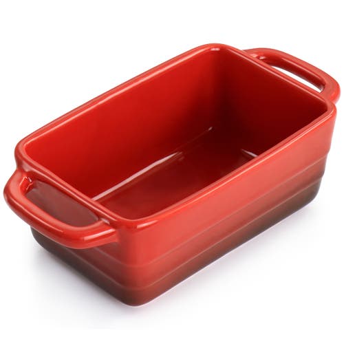 Crock-pot Appleton 6 Piece 12 Ounce Stoneware Mini Loaf Pan Baker Set In Red